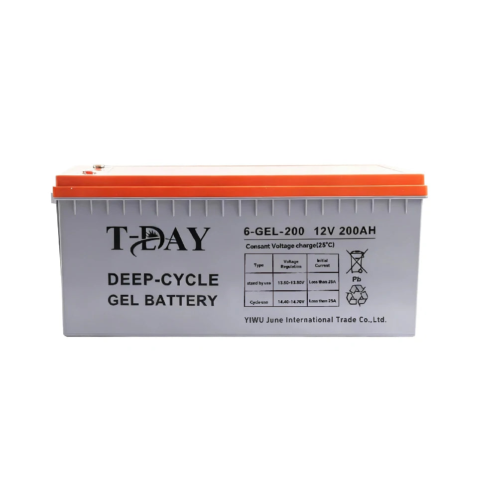 T-DAY Batería Solar de Gel Ciclo Profundo 12V 200Ah
