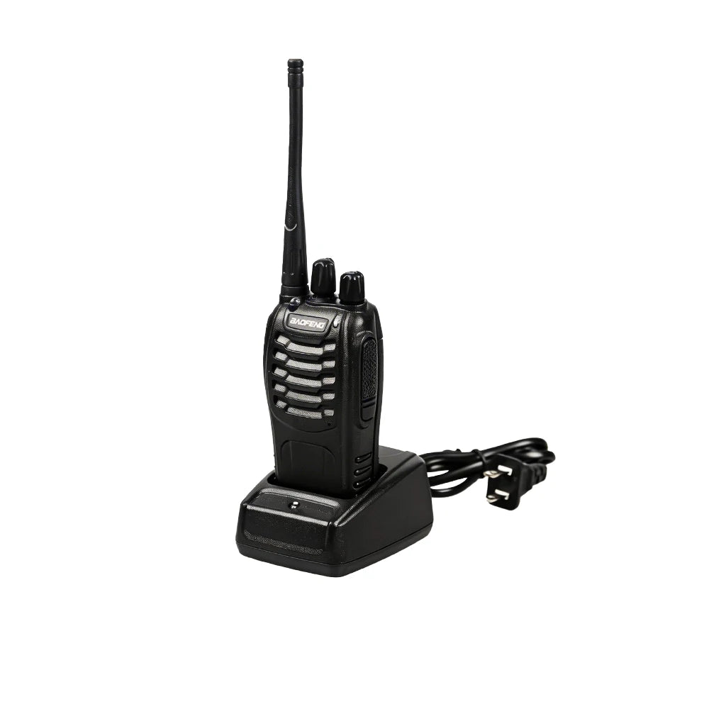 BAOFENG Kit de 2 Radios Comunicadores DJJ-A008 con Audífonos y Base de Carga