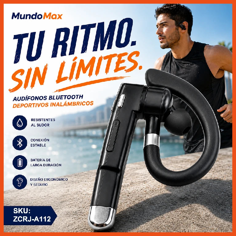 Audífonos Bluetooth Deportivos con Gancho, Batería 10h