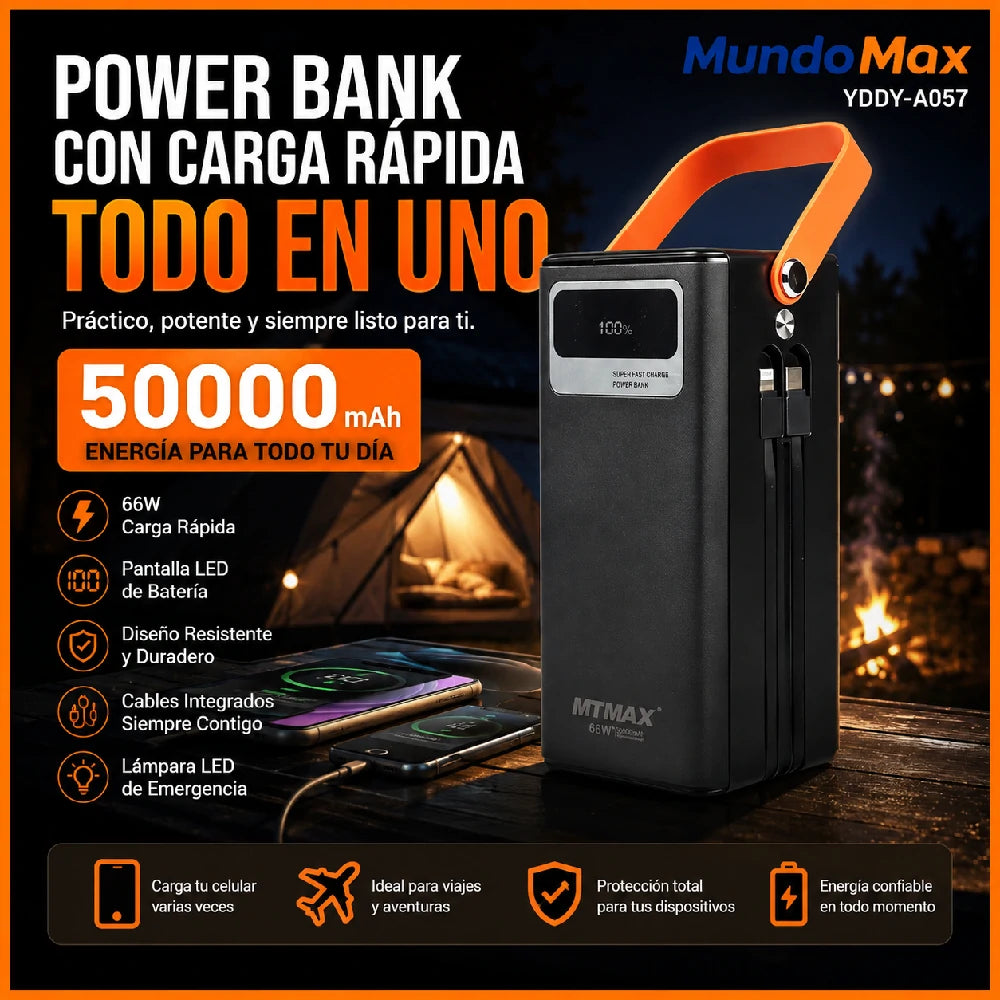 MTMAX Power Bank 50000mAh 66W | MundoMax SV