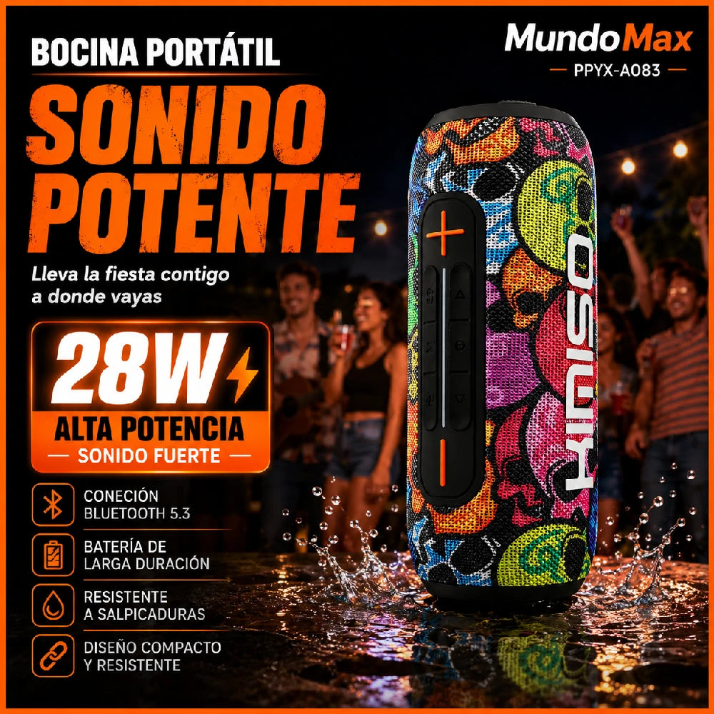 KIMISO Bocina Portátil 28W Bluetooth 5.3 con Batería Recargable