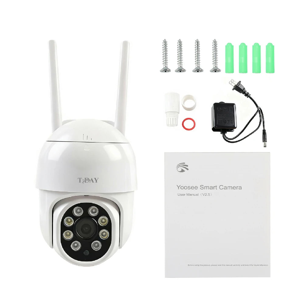 T-DAY Cámara WiFi Impermeable IP67 12V 2MPX con App Yoosee