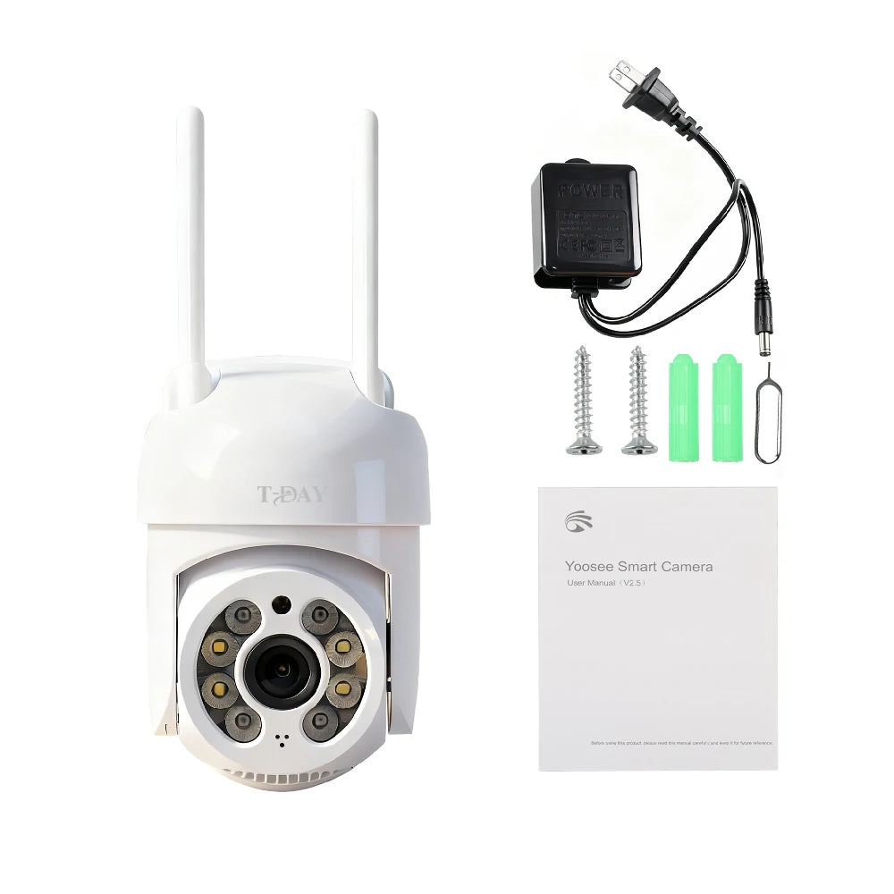 T-DAY Cámara WiFi Impermeable IP67 2MPX con Giro 355°