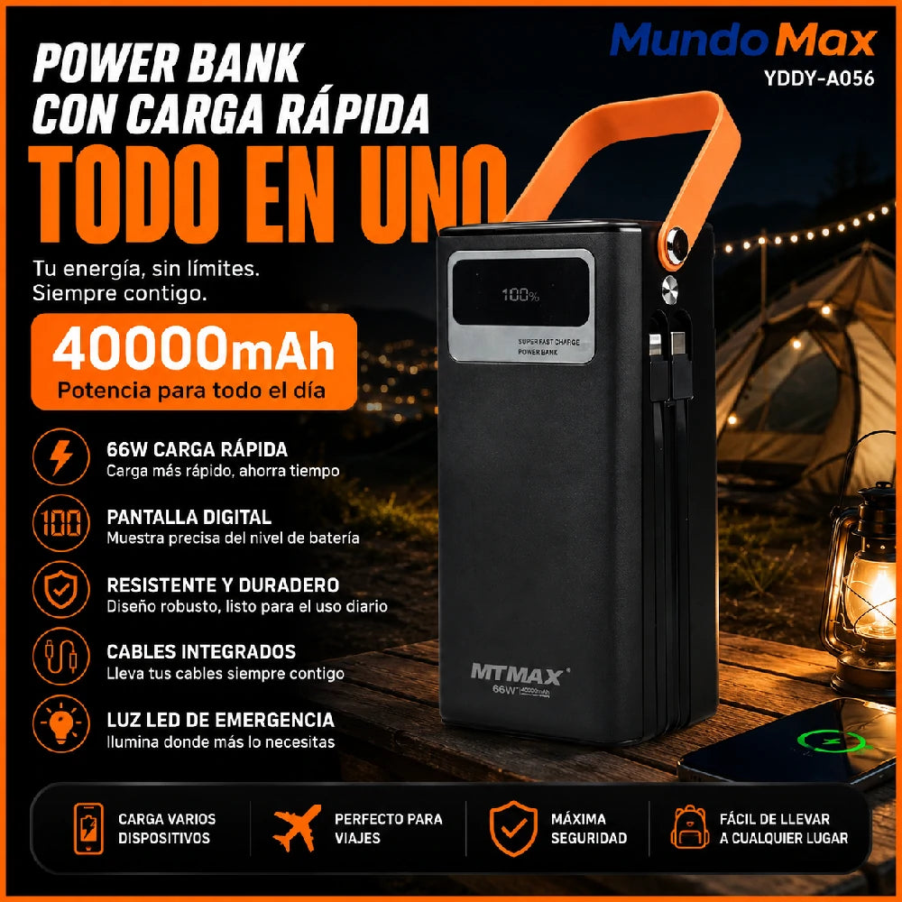 MTMAX Power Bank 40000mAh 66W | MundoMax SV