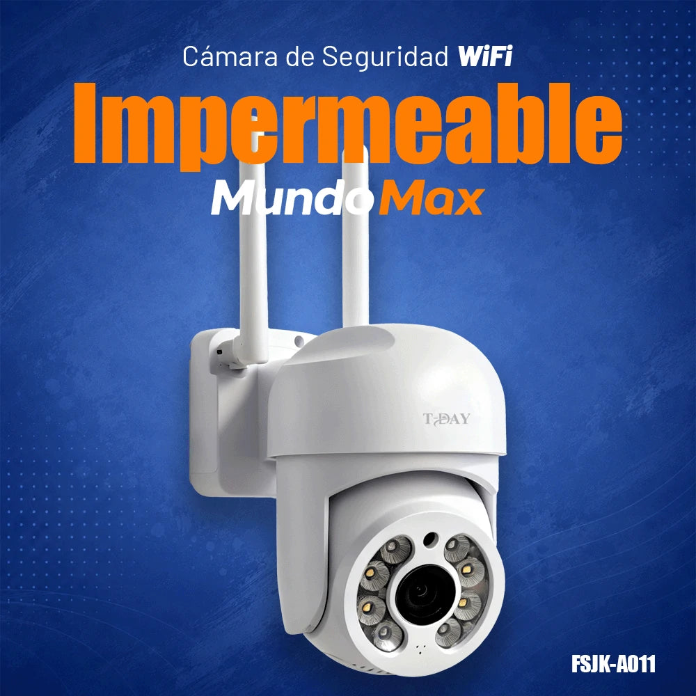 T-DAY Cámara WiFi Impermeable IP67 2MPX con Giro 355°