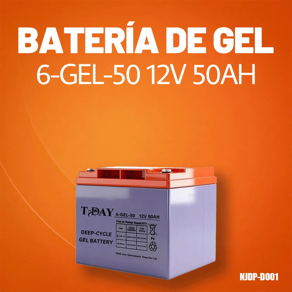 T-DAY Batería Solar Gel 12V 50Ah | MundoMax SV
