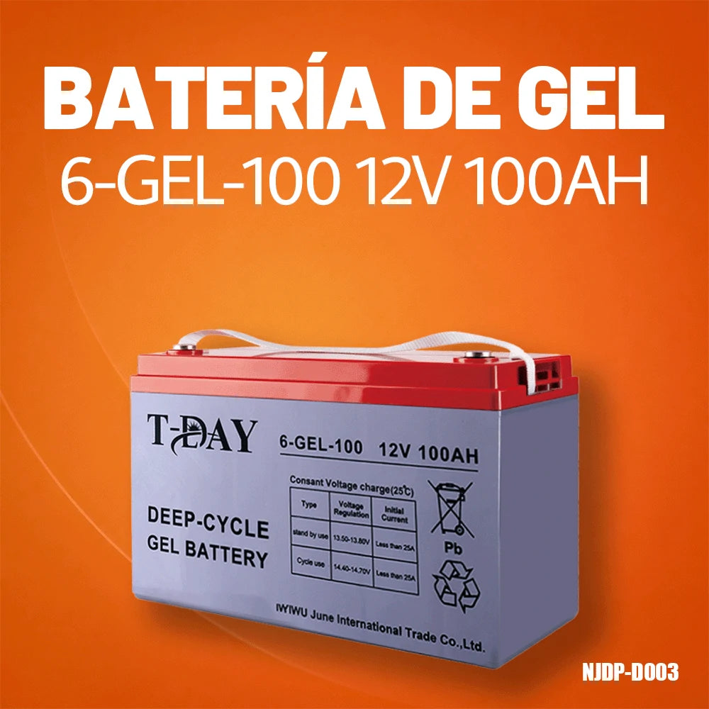 T-DAY Batería Solar Gel 12V 100Ah | MundoMax SV