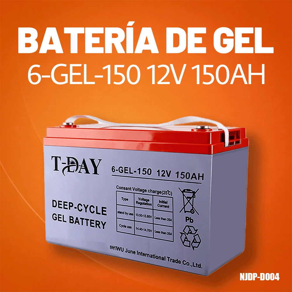 T-DAY Batería Solar Gel 12V 150Ah | MundoMax SV