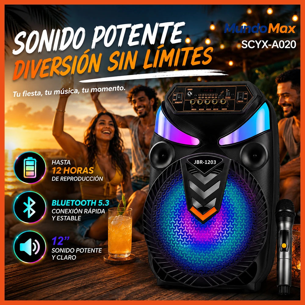 KIMISO Bocina Bluetooth 12” con Micrófono | MundoMax SV