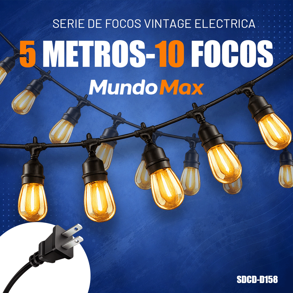 Guirnalda de Luces Vintage 5 Metros 10 Focos 110V