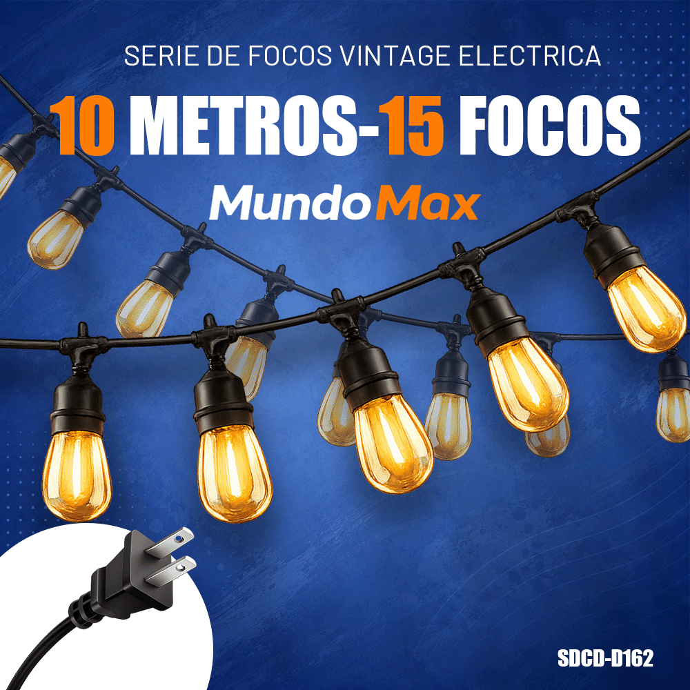 Guirnalda de Luces Vintage 10 Metros 15 Focos 110V